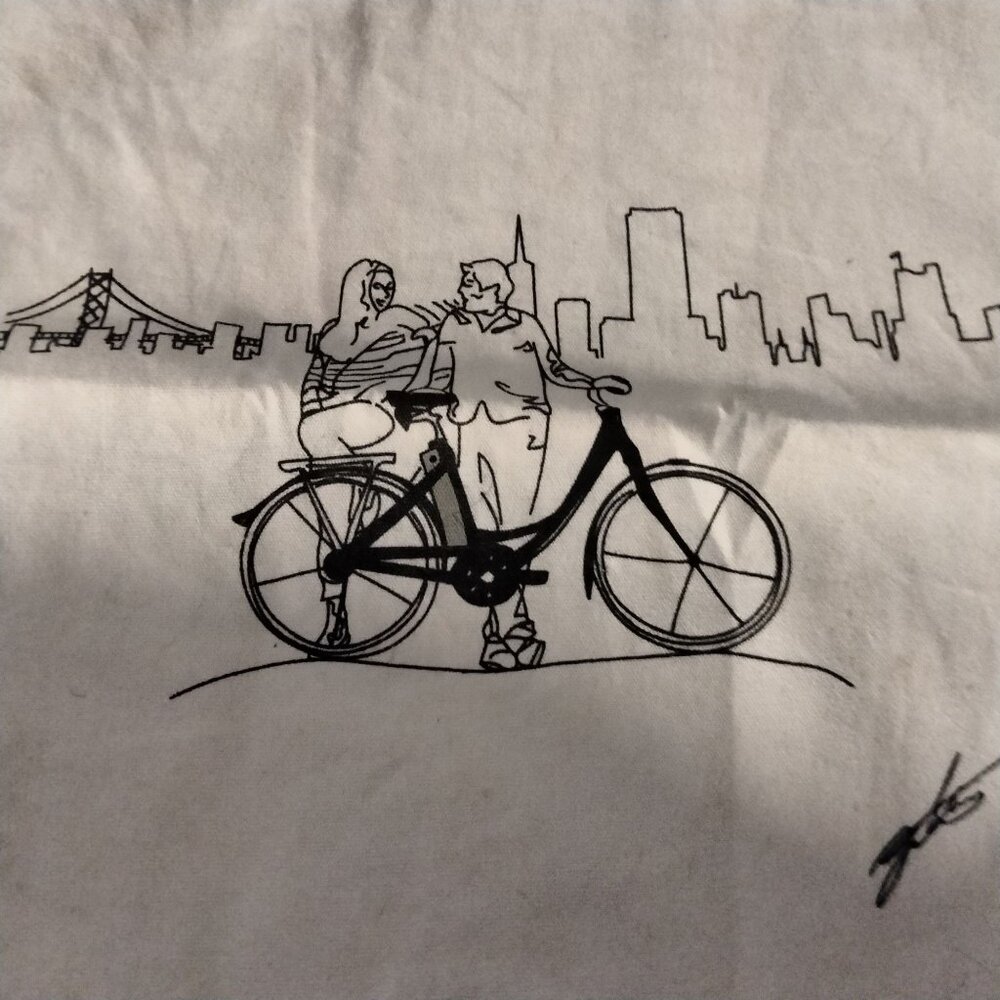 Blix Electric Bikes Canvas Tote Bag Cycle of Sweden Bicycle Art Cityscape - Picture 3 of 9